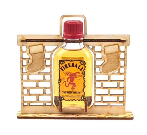 Fireball Cinnamon Whisky Bottle Holder, 5 x 4 inch Laser Cut Wood Ornament