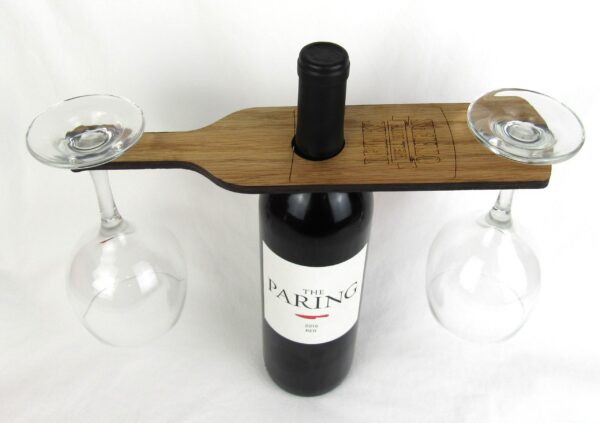 Engraved Red Oak Wood Wine Glass Caddy, 1/4" Thick - Image 2