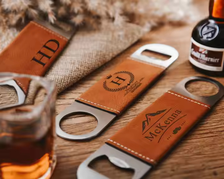 Personalized Leather-Wrapped Bottle Opener (Wedding Edition)