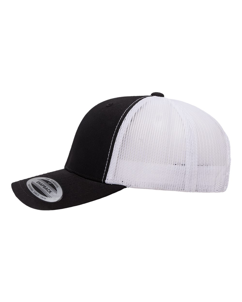 Classic Black & White Trucker Hat - Side View