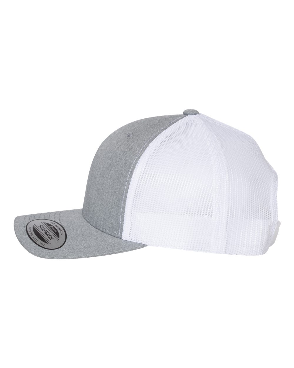 Heather Grey & White Trucker Hat - Side View