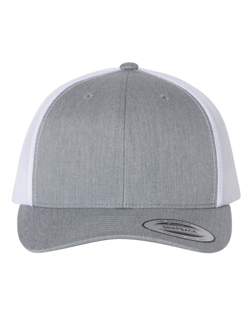 Heather Grey & White Trucker Hat - Front View